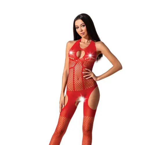 Бодистокинг с имитацией чулок Passion BS079 red photo 1