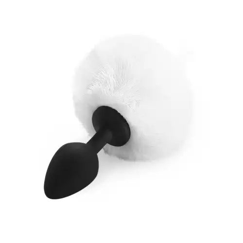 Силиконовая анальная пробка М Art of Sex - Silicone Bunny Tails Butt plug, цвет Белый, диаметр 3,5 с photo 1