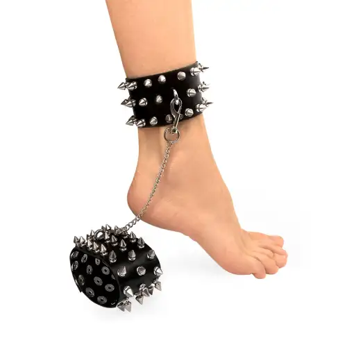 Поножи с шипами из натуральной кожи Art of Sex - Rose, цвет черный photo 1