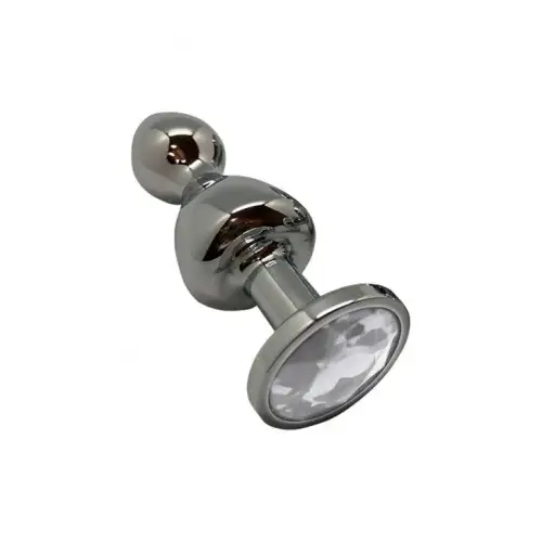 Металлическая анальна пробка Wooomy Lollypop Double Ball Metal Plug M, диаметр 3,1 см, длина 9,4 см photo 1