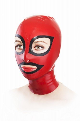 Маска из латекса с молнией сзади и контрастными глазами и ртом Latex Mask With Zipper photo 1
