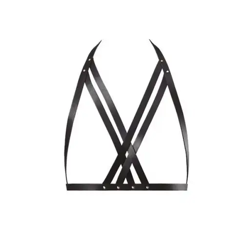 Портупея Bijoux Indiscrets MAZE - Halter Bra Harness Black photo 1