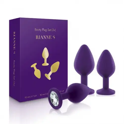 Набор анальных пробок с кристаллом Rianne S: Booty Plug Set Purple, диаметр 2,7см, 3,5см, 4,1см photo 1