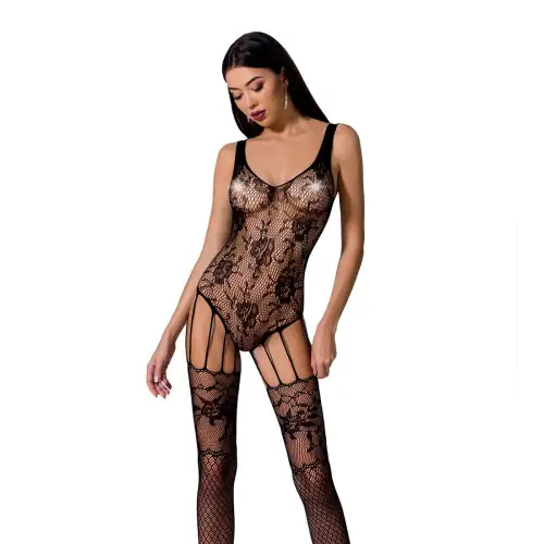 Ажурный бодистокинг с имитацией чулок Passion BS074 black photo 1
