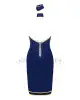 Эротический костюм стюардессы Obsessive Stewardess uniform XS/S, blue, платье, пилотка, шарф, манжет photo 4