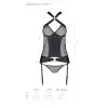 Сетчатый комплект корсет с халтером, съемные подвязки и трусики Amanda Corset black L/XL - Passion photo 7
