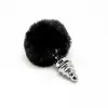 Металлическая анальная пробка Кроличий хвостик Alive Fluffy Twist Plug M Black, диаметр 3,4 см photo 2