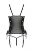 Сетчатый корсет из экокожи Passion Malwia Corset 4XL/5XL black, с люверсами и съемными пажами photo 4
