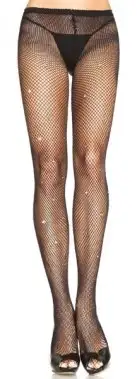 Колготки в сеточку LYCRA FISHNET PANTYHOSE WITH RHINESTONE DETAIL O/S BLACK photo 1