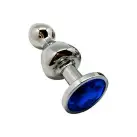 Металлическая анальна пробка Wooomy Lollypop Double Ball Metal Plug Blue L диаметр 3,5, длина 10,5см photo 1
