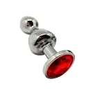 Металлическая анальная пробка Wooomy Lollypop Double Ball Metal Plug Red L диаметр 3,5, длина 10,5 с photo 1