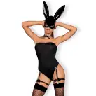 Эротический костюм кролика Obsessive Bunny costume L/XL, black, боди, чокер, гартеры, чулки, маска photo 1