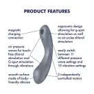 Вакуумный стимулятор с вибрацией Satisfyer Curvy Trinity 1 Bluegrey, игрушка 3в1 photo 4
