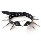 Чокер сердце с большими шипами, из натуральной кожи Art of Sex - Crystal, черный photo 3
