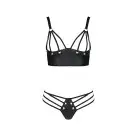Комплект из эко-кожи с люверсами и ремешками Malwia Bikini black L/XL — Passion, бра и трусики photo 3