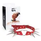 Чокер сердце с большими шипами, из натуральной кожи Art of Sex - Crystal, Красный photo 5