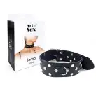Ошейник из натуральной кожи с заклепками и стразами Art of Sex - Jenna Collar, Черный photo 3