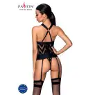Сетчатый комплект с узором: корсет с халтером, подвязки, трусики Hima Corset black XXL/XXXL-Passion photo 2