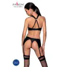 Сетчатый набор с узором: бюстгальтер с халтером, трусики и пояс для чулок Hima Set black S/M-Passion photo 2