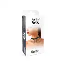 Сексуальний чокер Art of Sex - Karen из натуральной кожи, Черно/Розовый photo 6